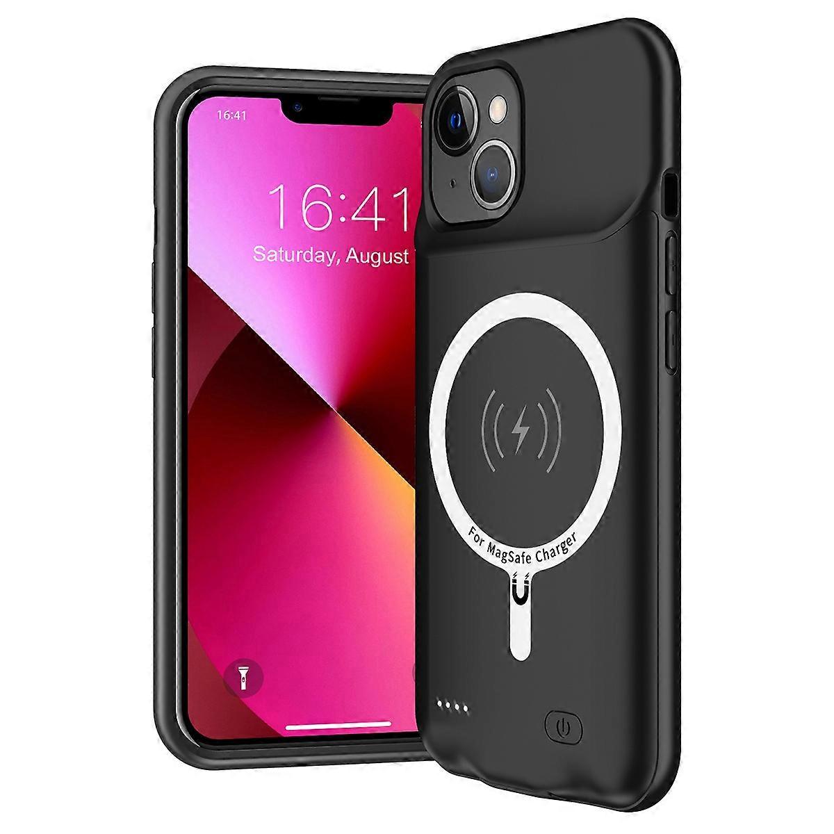 B88 iPhone 13 7000mAh Rechargeable Battery Case,TPU/ABS Charging Shell with MagSafe,Audio Support