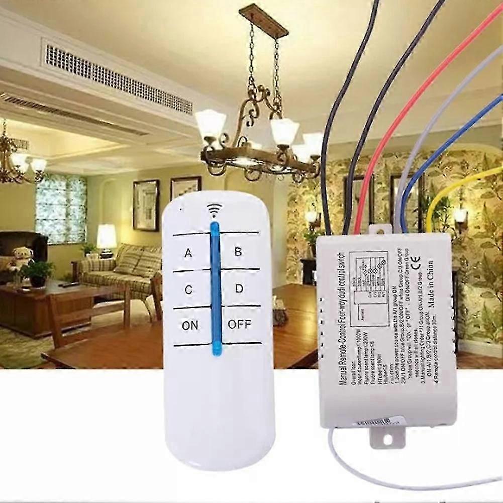 4 Way Remote Control Switch 220V Four-Way Digital Wireless Wall Light Receiver Transmitter Remote Control Switch Without Battery