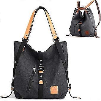 3 Wege Frauen Canvas Geldbörsen Handtaschen Totes Schultertasche Rucksack Hobo
