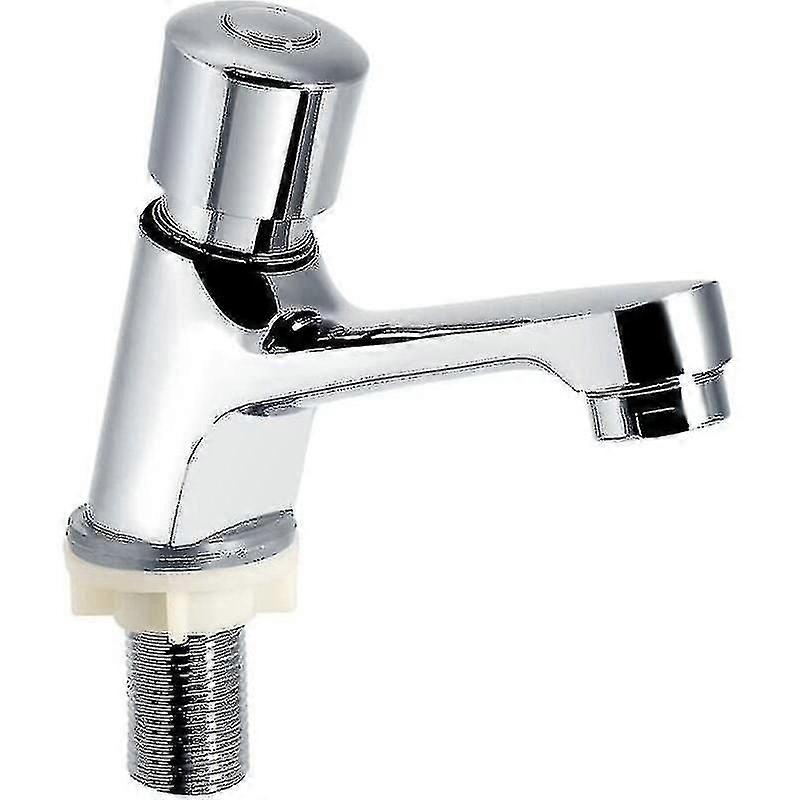 Self Closing Chrome Time Delay Faucet Water Saving Time Delay Basin Sink Faucet Faucet For Kitchen Bathroom Public Silver