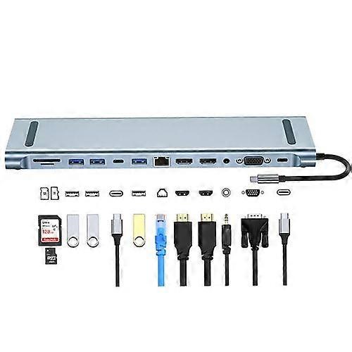 ZRUXE HB-125 12'si 1 arada USB-C/TYPE-C - USB HUB Adaptörü Çok Fonksiyonlu Bağlantı İstasyonu