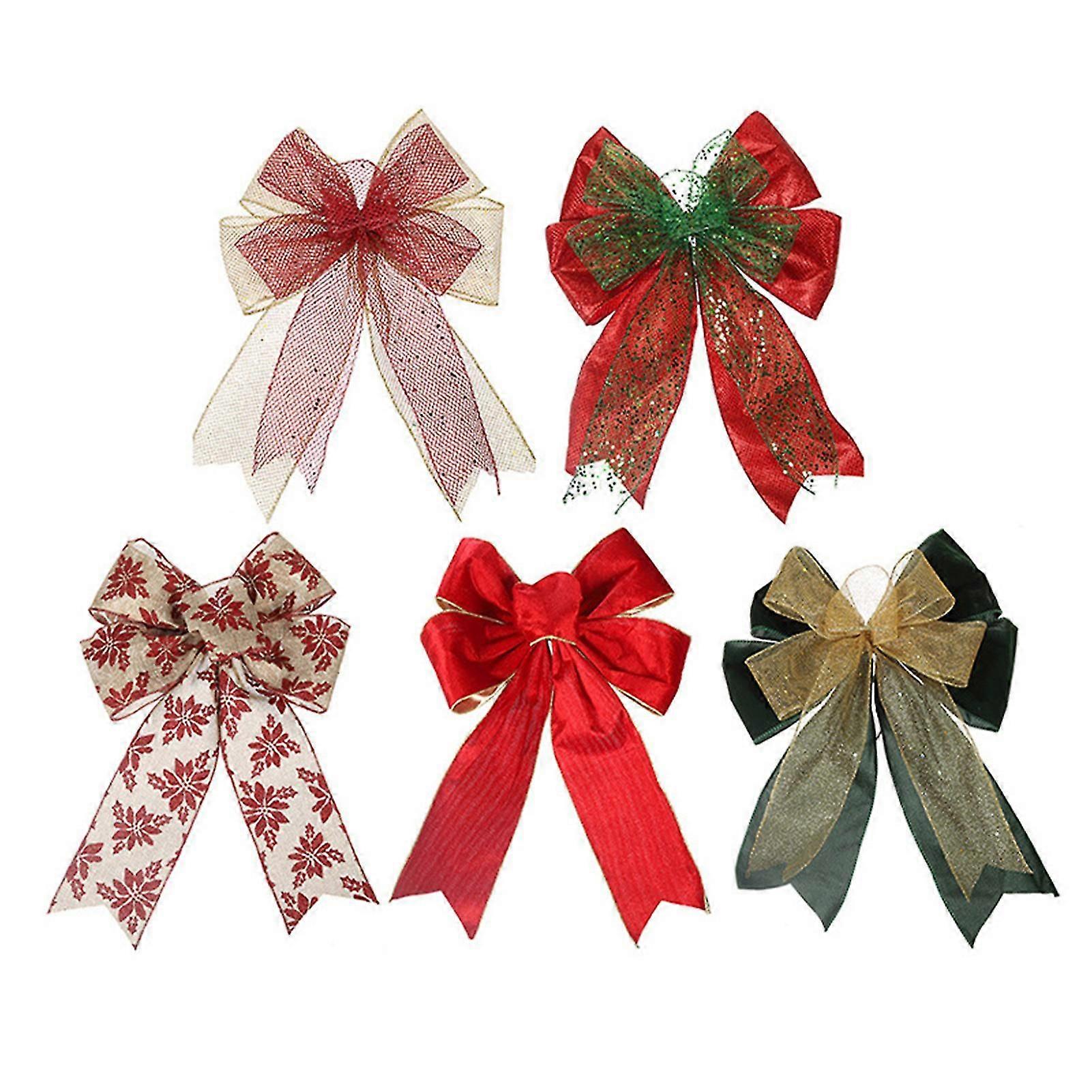 5pcs Christmas Diy Handmade Polyester Bows Soft Com
