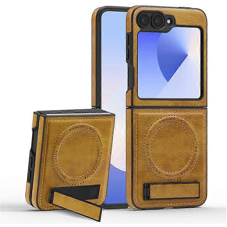 Compatible For Samsung Galaxy Z Flip6 5G Magnetic Case Leather Kickstand Phone Cover Compatible with MagSafe