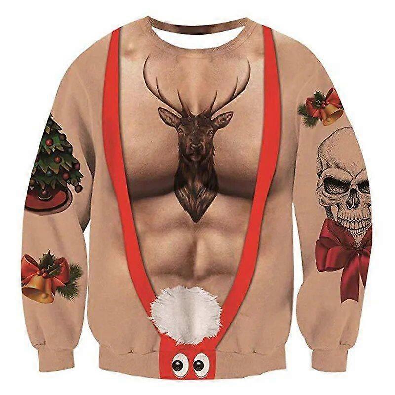 Férfiak Nők Vicces Mikulás Csúnya karácsonyi pulóverek Pulóverek Felsők pulóverek Karácsonyi pulóverek Felsők 3D nyomtatott ragadós karácsonyi pulóver