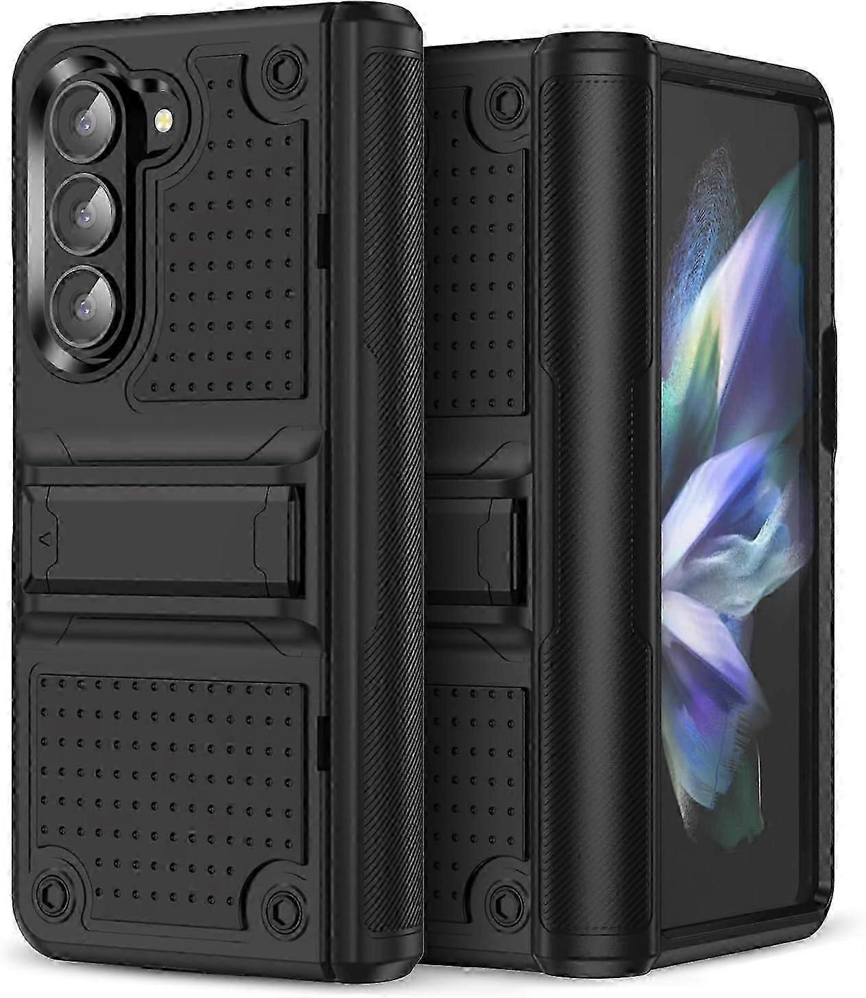 For Samsung Galaxy Z Fold 6 Case with Kickstand, Shockproof 2 in 1 Silicone Rubber with Hard PC Rugged Full Body Case for Z Fold 6