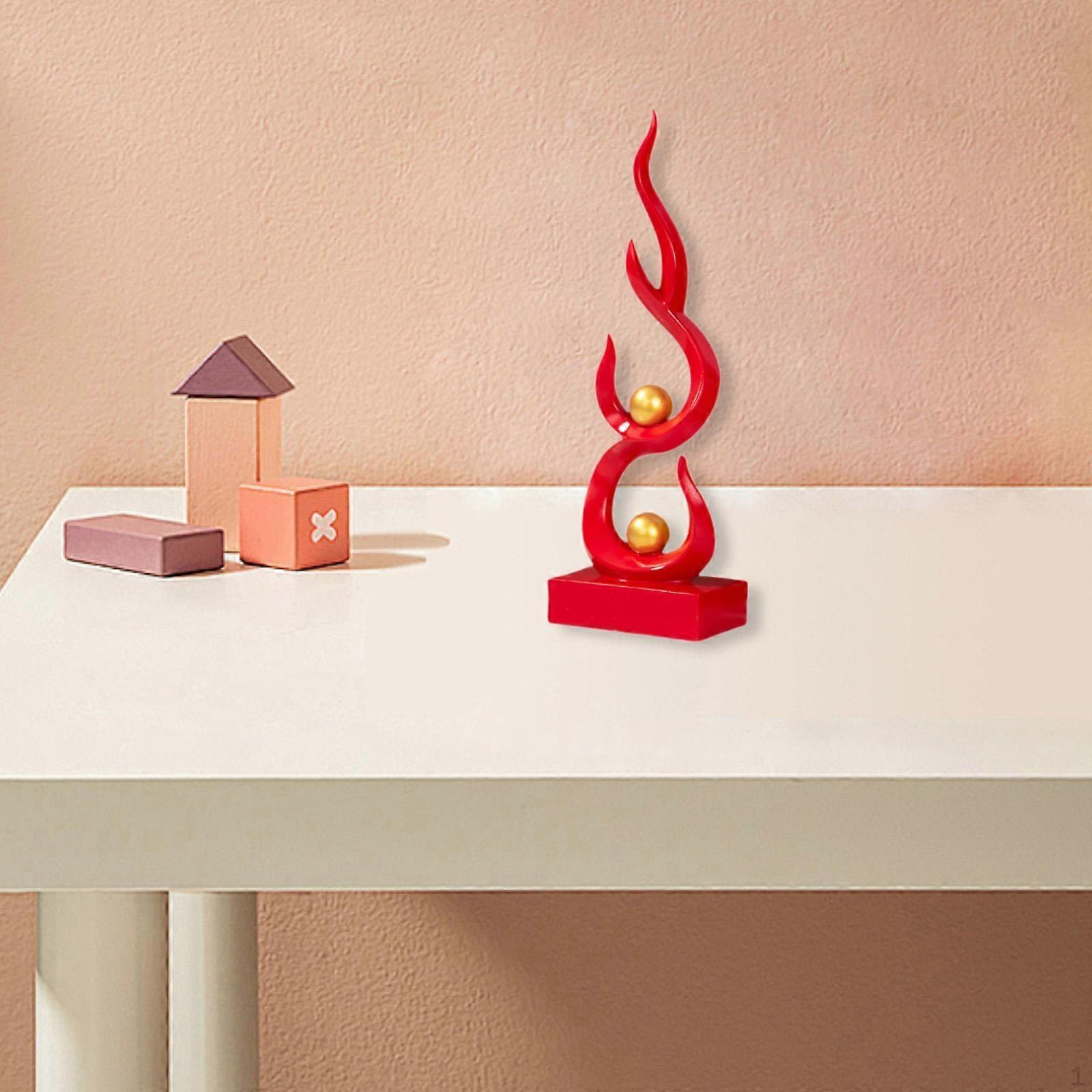 Abstract Art Statue Artwork Collections Tabletop Ornament Modern Fire Sculpture Resin Flame Figurine
