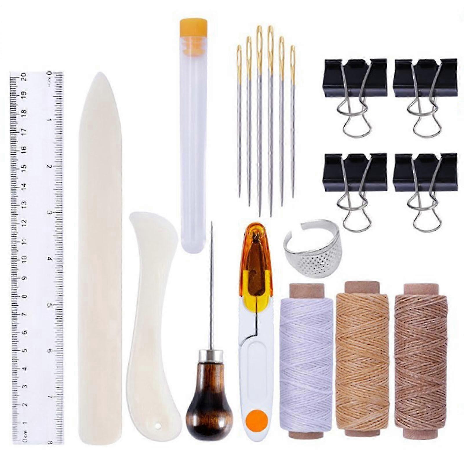 Leather Craft Tools Kit with Needle Waxed Thread Leather Working Tools Leather Sewing Kit for Coats