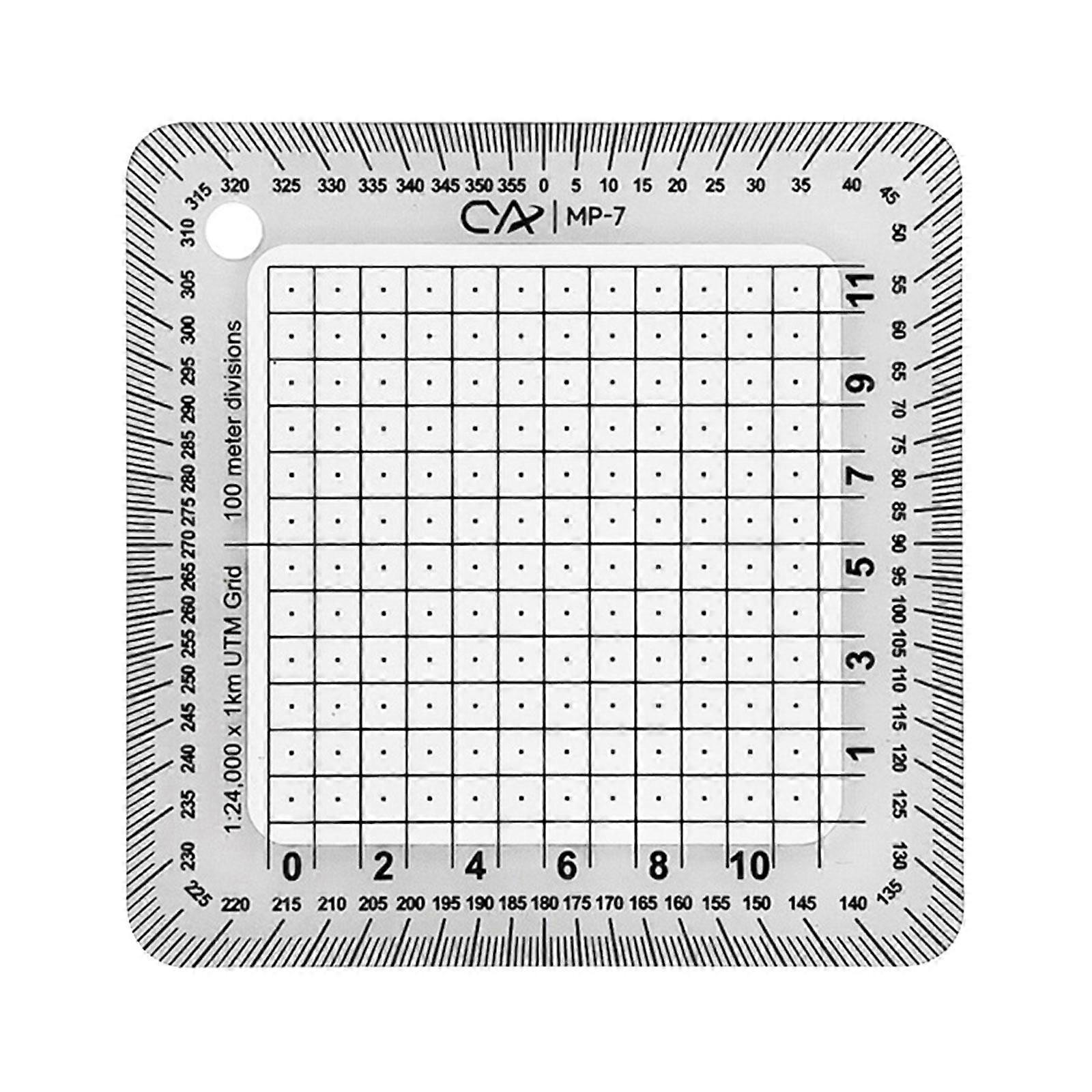 Pocket Grid Protractor Transparent Maptool for Traveling Outdoor Map Reading