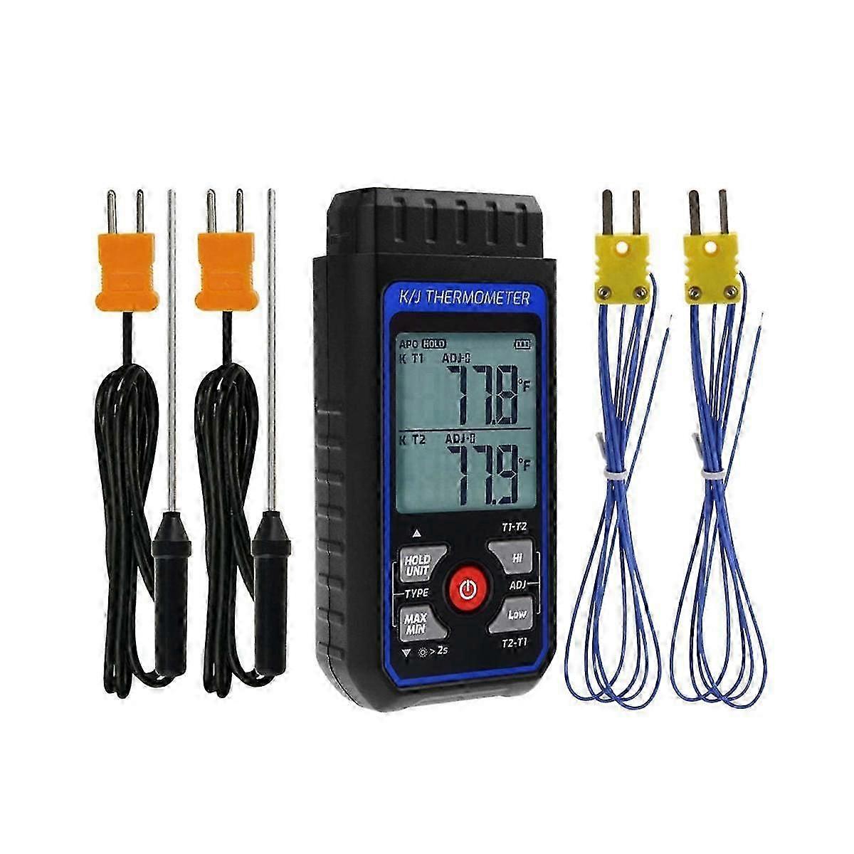 Digital termometer av K-typ med 4 termoelement, mätområde -328-2500
