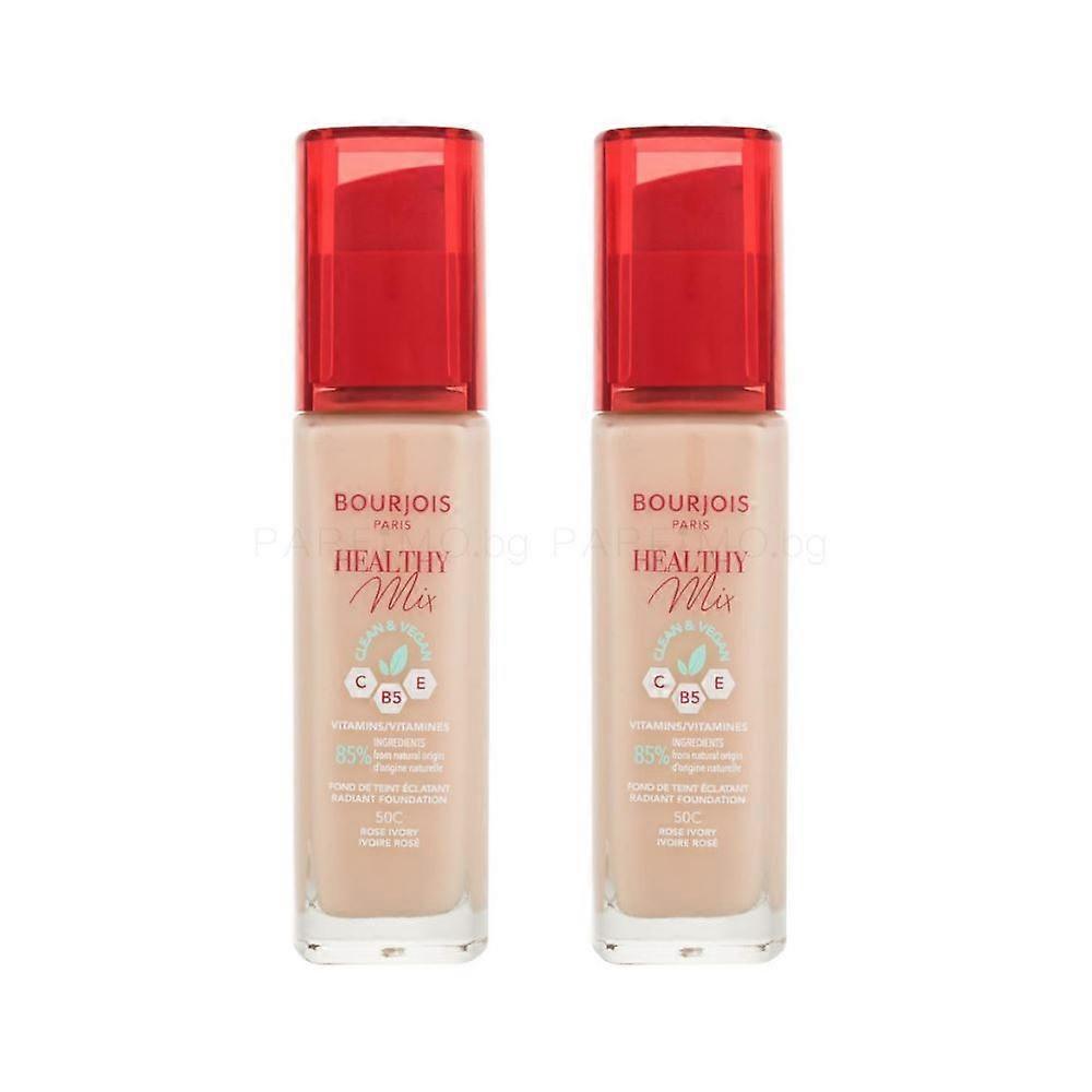 2 x Bourjois Healthy Mix Clean and Vegan Foundation 30ml - 50C Rose Ivory