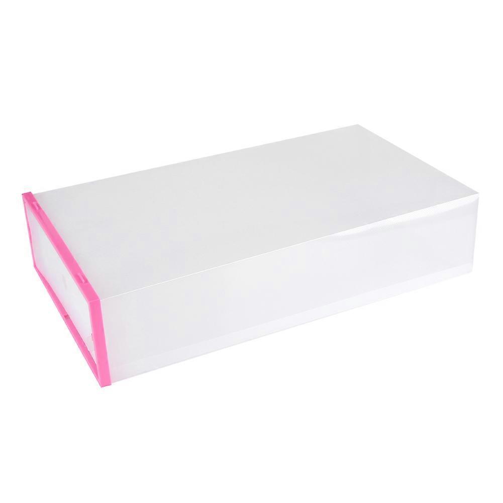 Clear Foldable Thickened Plastic Shoe Storage Box Stackable Case Shoes Organizer Pink