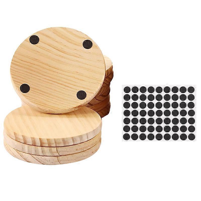 Unfinished Wood Coasters 4 Inch Round Blank Wooden Coasters Crafts DIY Stained Painting Wood Engravi