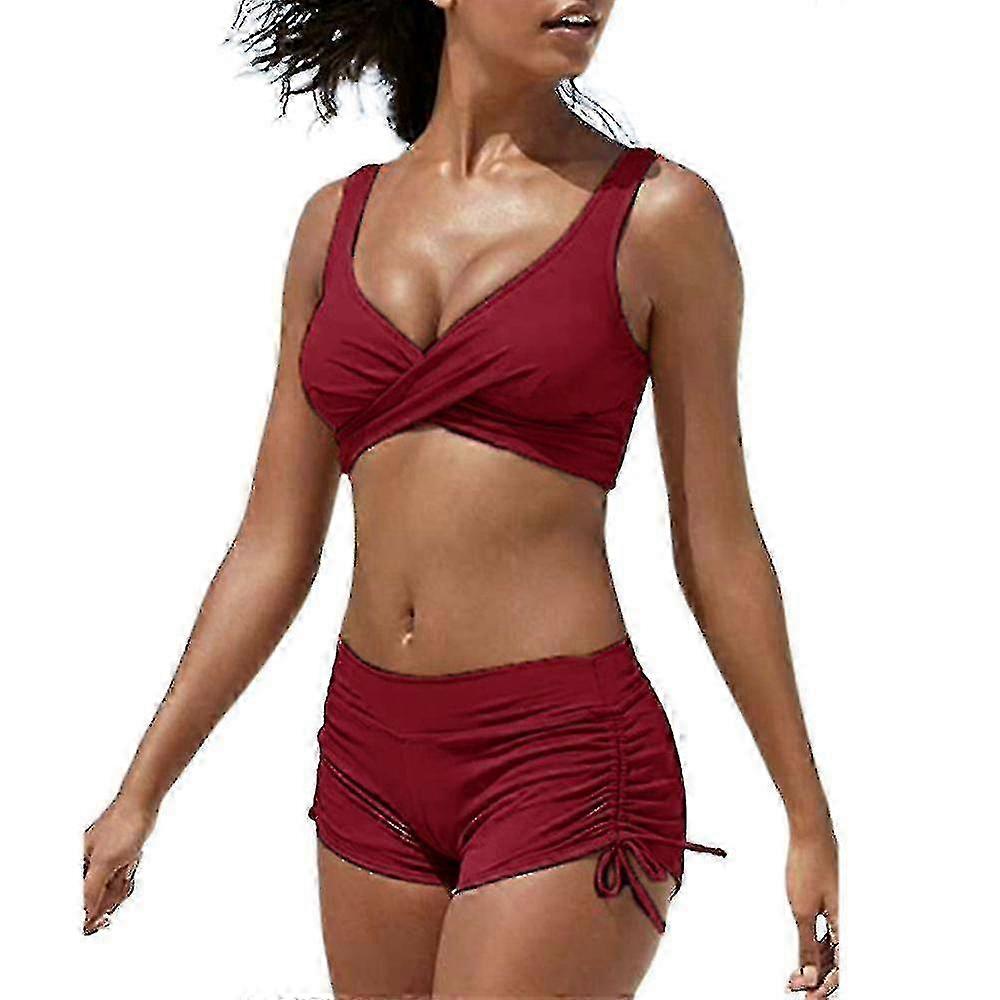 Criss Cross Push Up High Waisted Women's Swimsuits with Drawstring