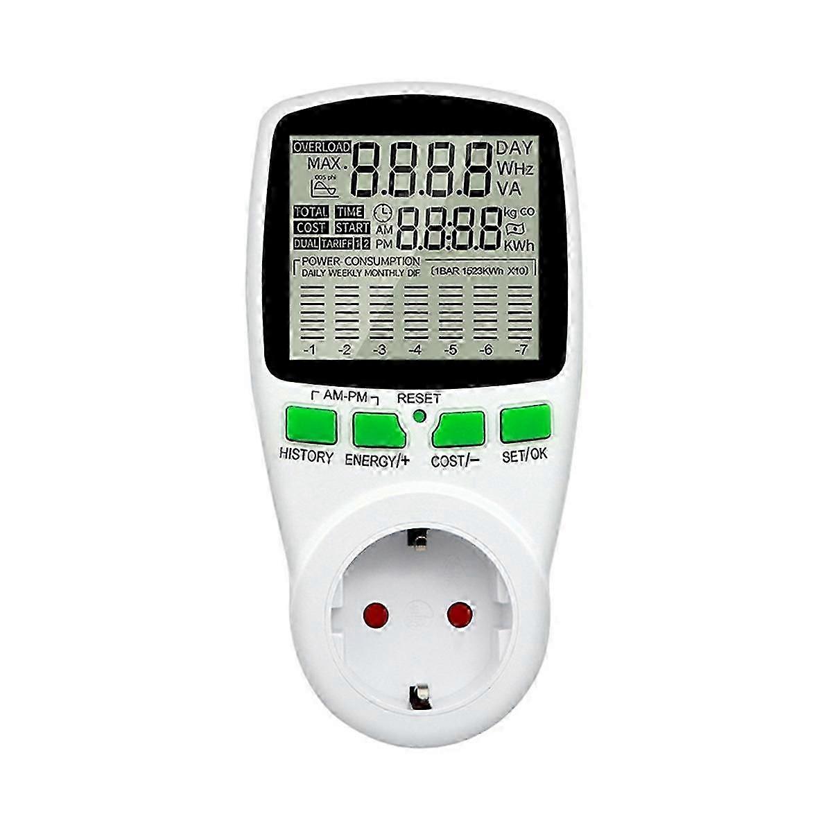 Digital LCD Energy Meter Wattmeter Wattage Electricity Kwh Power Meter Measuring Measuring Outlet Power Analyzer EU Plug