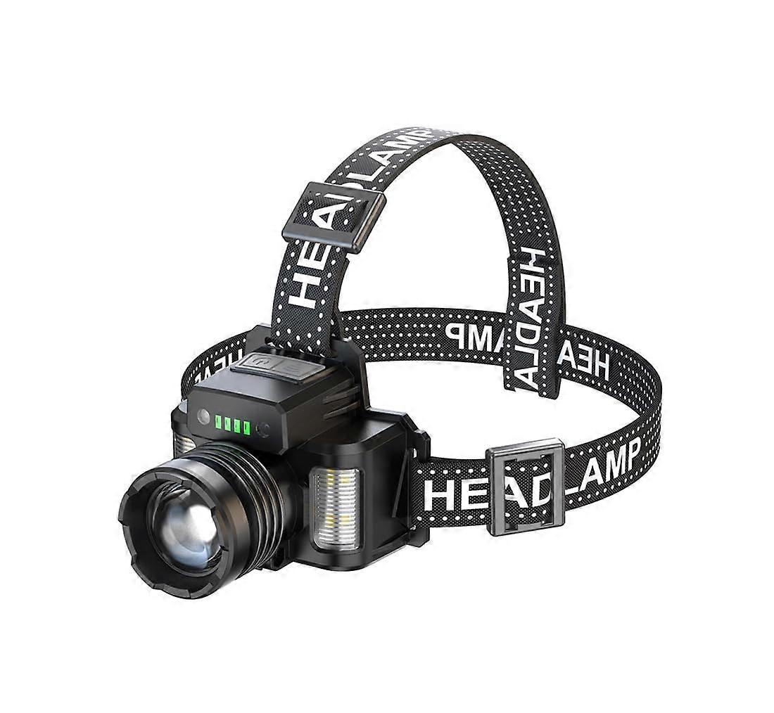 Headlamp Intelligent Induction Dual-Mode 6-Mode LED IPX4 Waterproof Zoom 90 Degree Adjustable Outdoor Camping Running