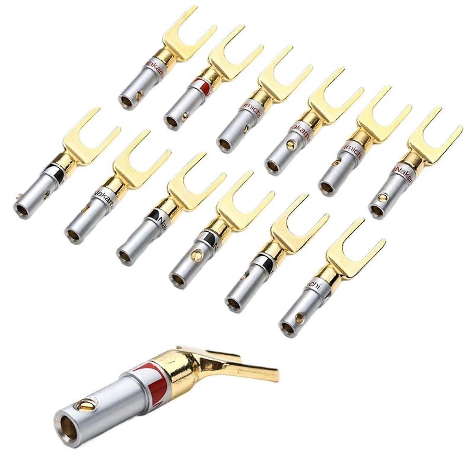 Gold Plated Banana Plug Adapter Set - 8/12pcs Y/U Shape Speaker Cable Connectors, Audio Terminals, Color: 12pcs