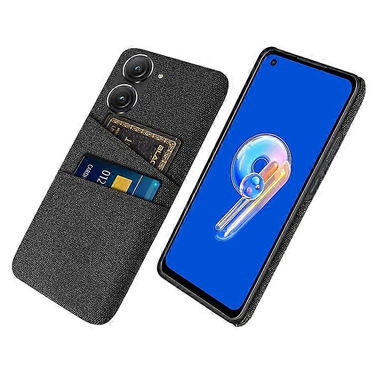 Compatible For Asus Zenfone 9 5G Drop-proof Cloth Texture Phone Case with Dual Card Slots Scratch Resistant PC Protective Cover