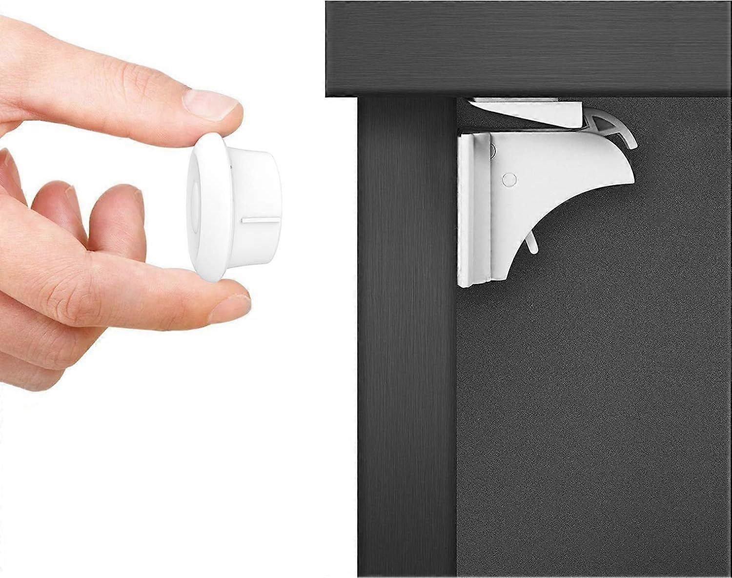 Childproof Magnetic Cabinet Locks (10 Locks + 2 Keys),