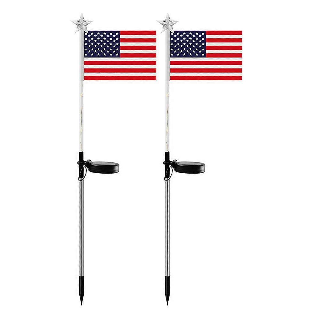 2-Pack Solar American Flag Solar Garden Lights