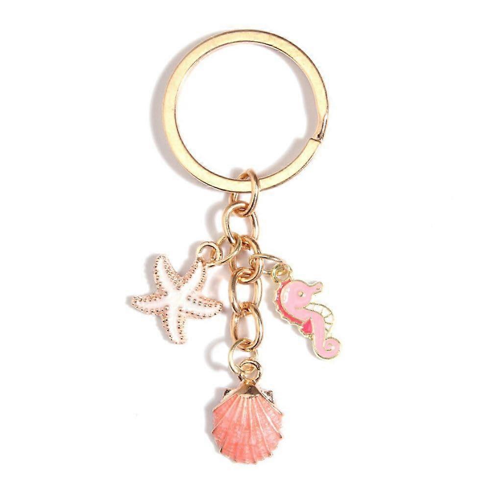 Fuqimanman Shell Sea Star Eye Key Place Cute Shell Sea Star Tassel Chain Keychain