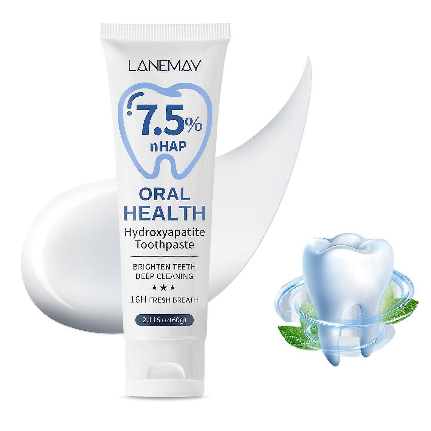 7.5% Hydroxyapatite Toothpaste, Fluoride-Free Toothpaste, Deep Cleaning Care Oral Health for Enamel Protection and Tooth Strengthening Fresh Breath