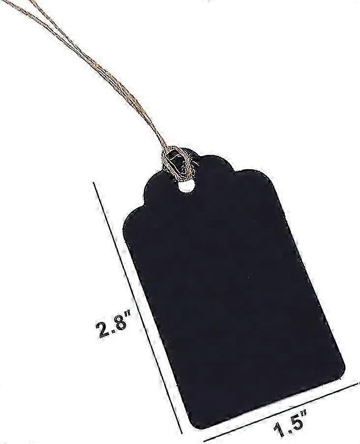 100 Kraft gavelapper med streng, blank gavepose tag prislapp (svart)