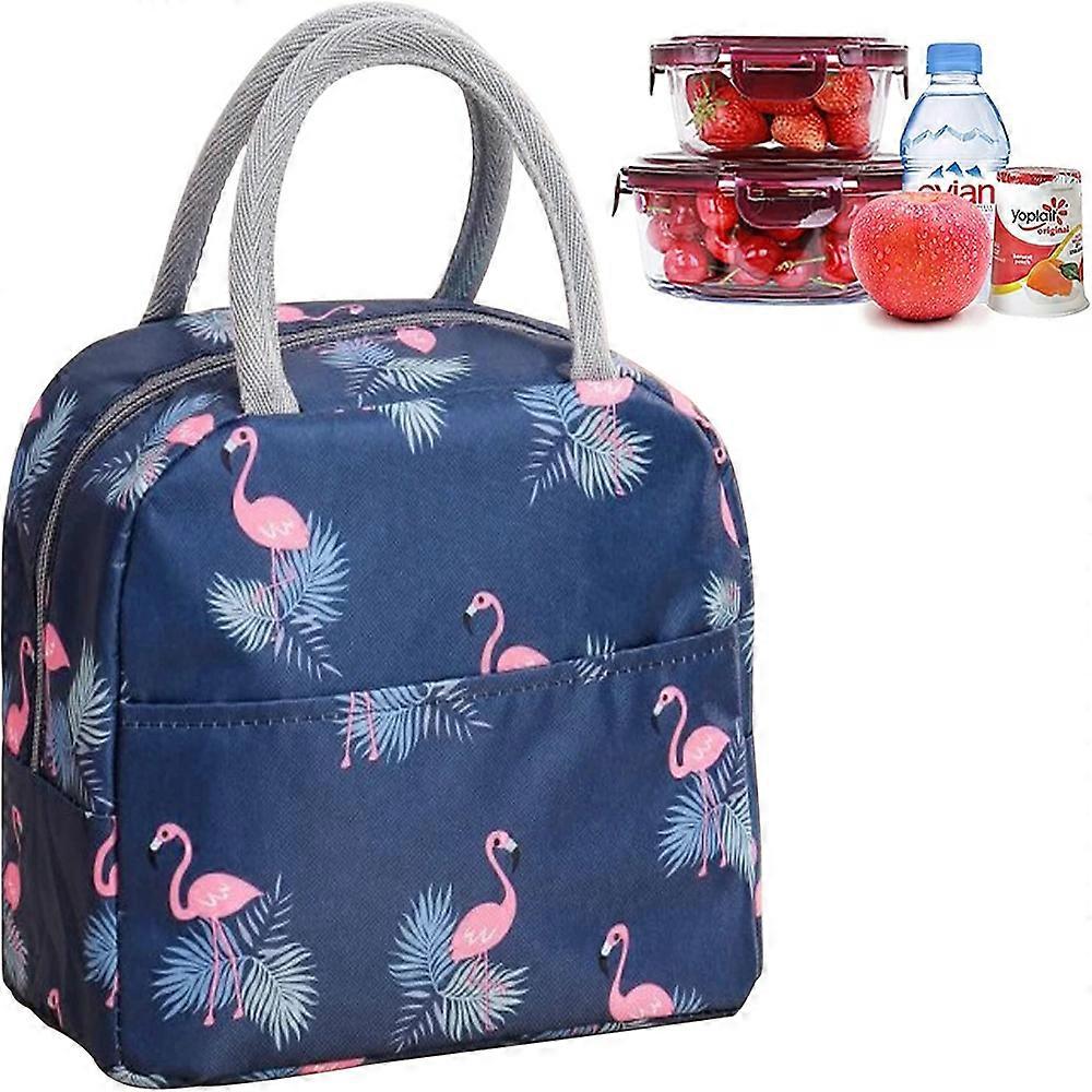 Lunch insulation bag-navy flamingo