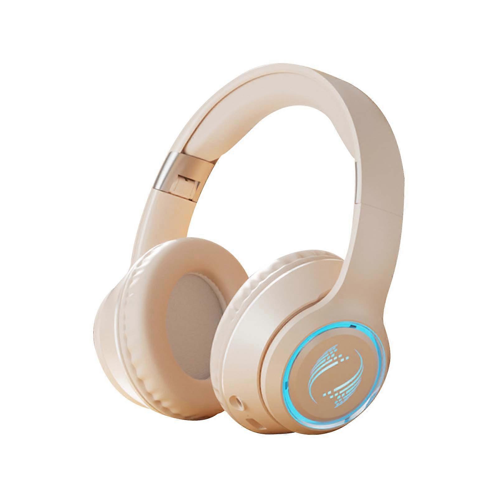 Bluetooth 5.0 Subwoofer Head-Mounted Foldable Headphones - Built-in Mic Wireless Call Noise Cancellation Over Ear Soft Earmuffs Headset li477