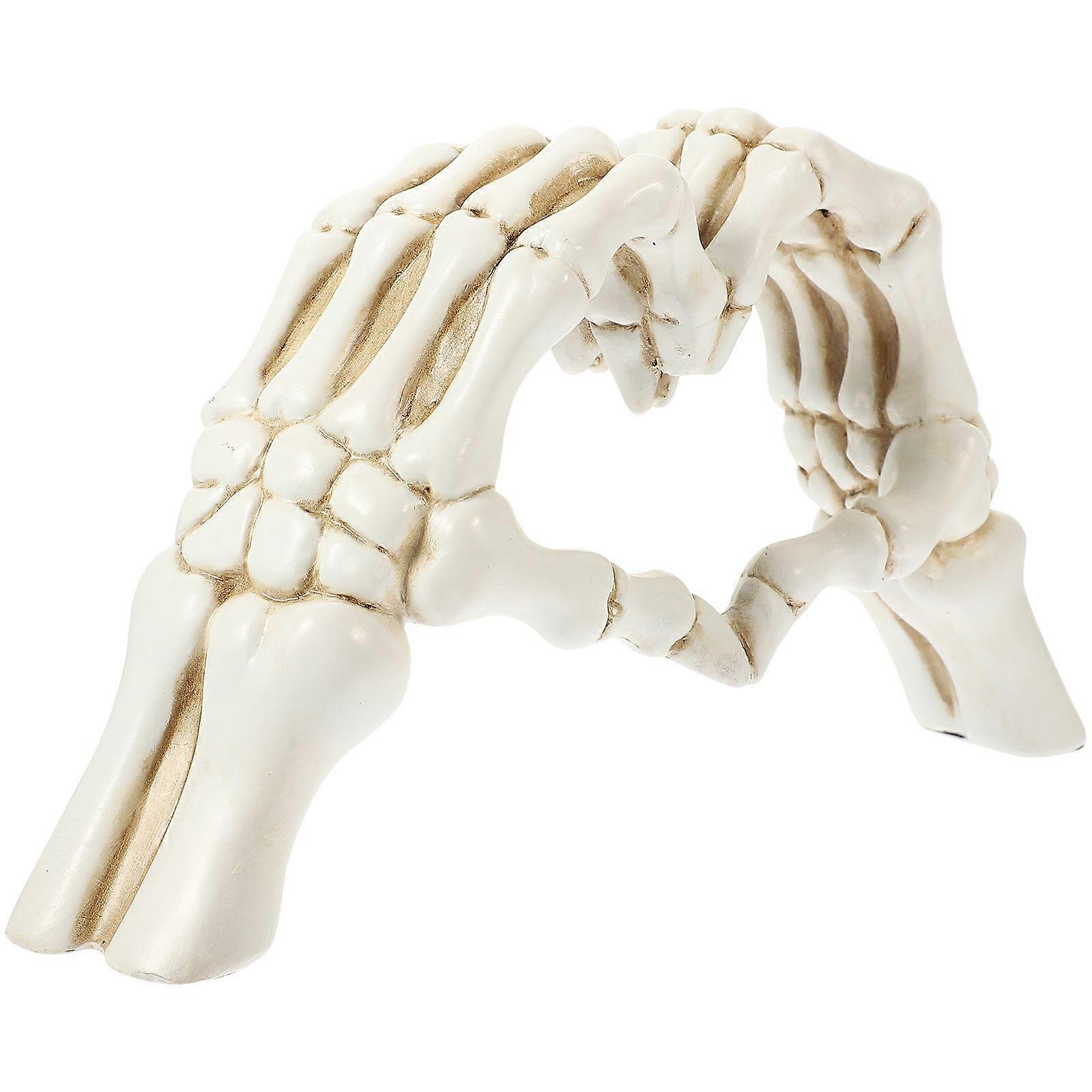 Heart Finger Gesture Statue Resin Skeleton Hand Heart Statue Resin Desktop Ornament