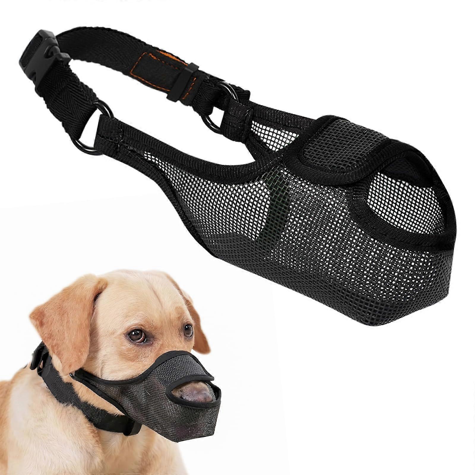 Dog Muzzle Patented Mesh Muzzle for Large Medium Small Dogs Adjustable Breathable Mouth Guard for Biting Chewing Scavenging Black XL