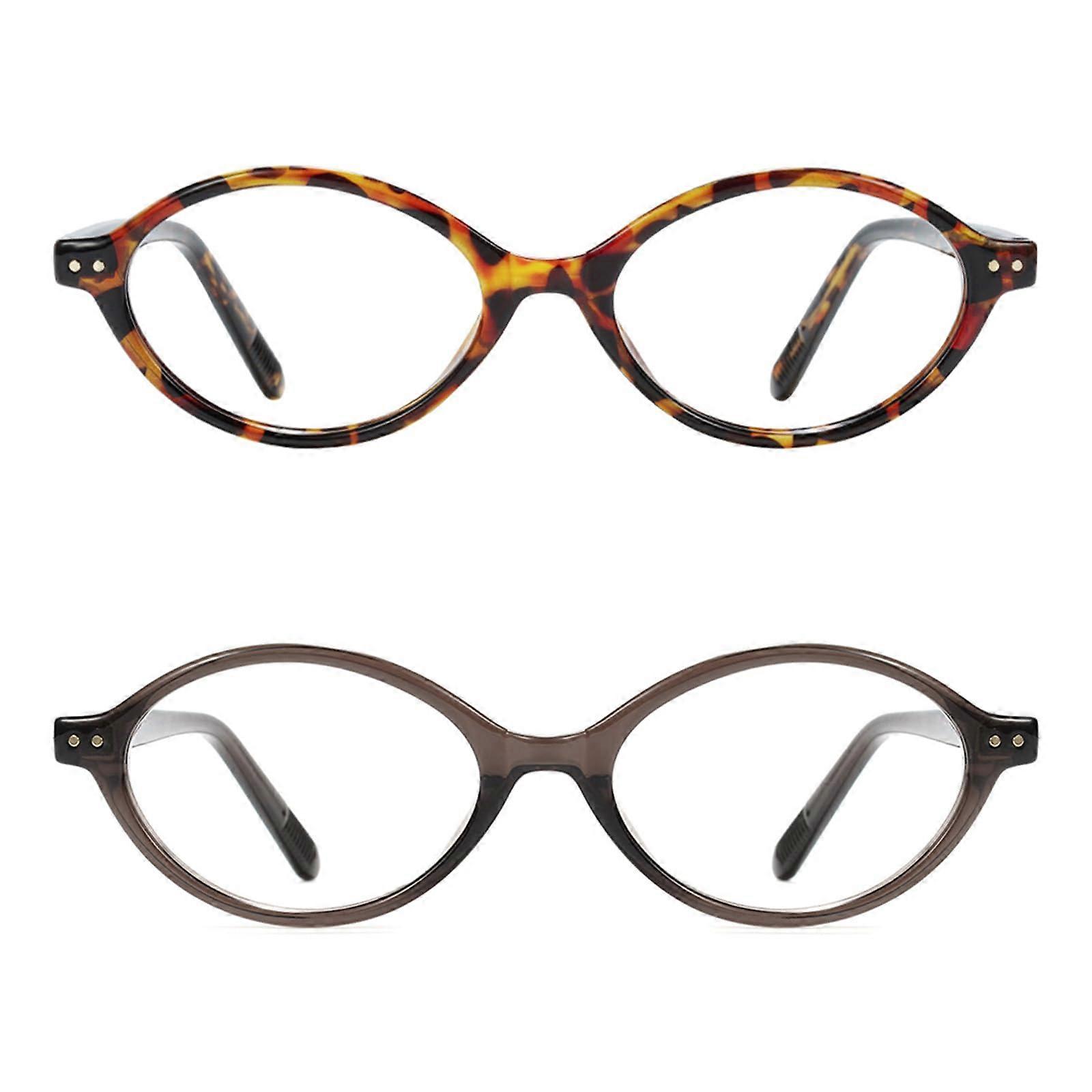 Blue Light Blocking Glasses 2 Pack Unisex Small Oval Frames 90s Retro Style For Gaming Computer Screen Whiskey Tortoise