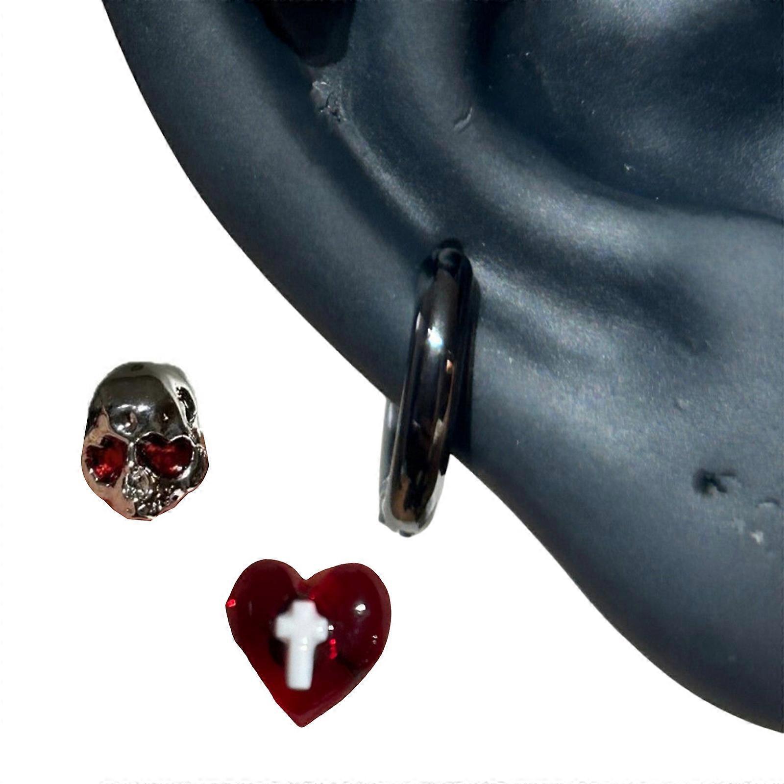 Set of 3 Multipurpose Heart Crosses Ear Studs Statement Pieces Accessories for Fashion Enthusiasts Portabe and Sturdy