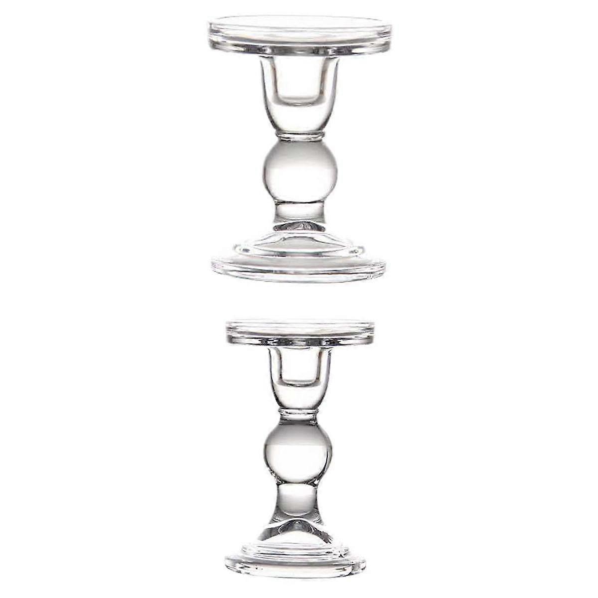 2Pcs Transparent Candle Holders Candles Stand Ornament