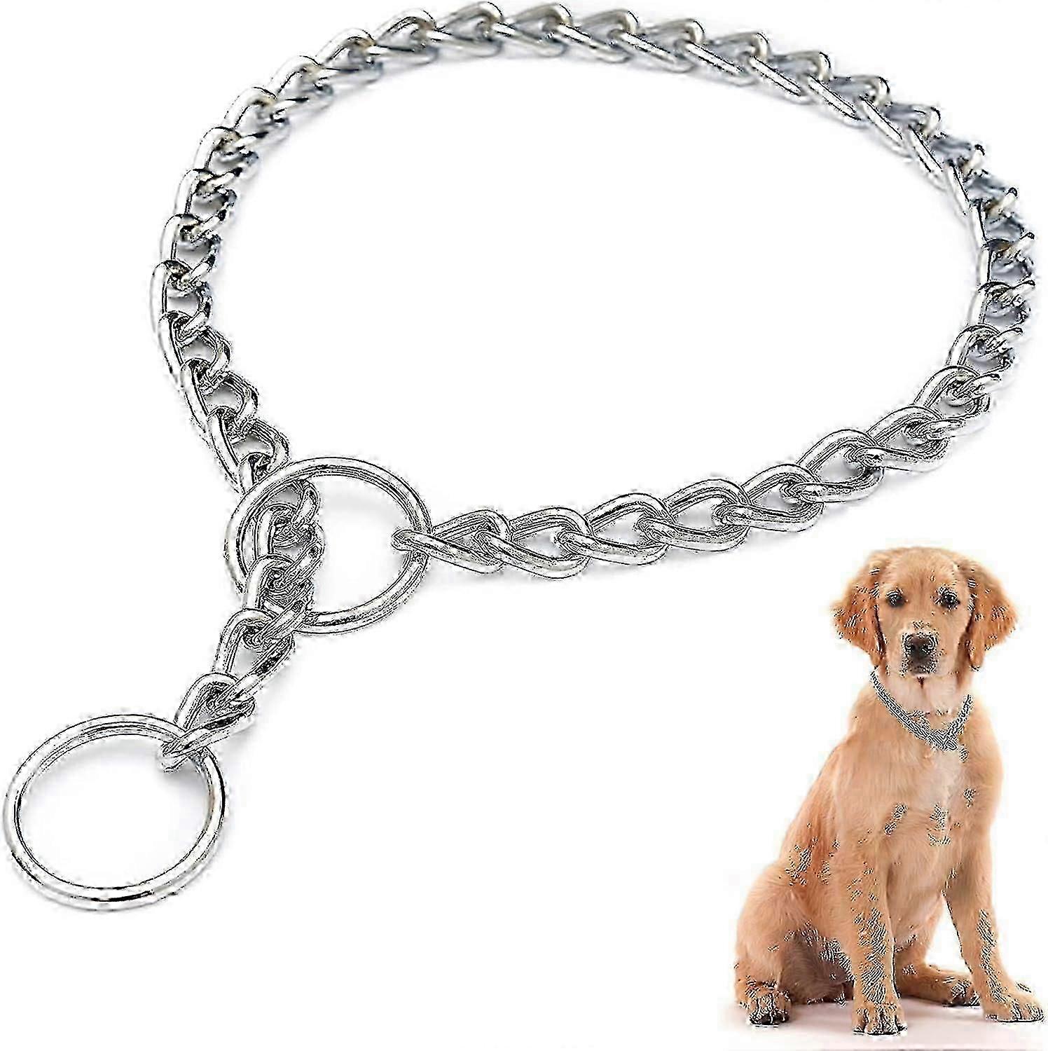 Metal Dog Chain Collar, Durable Thick Choke Collar for Pet Outdoor Training Walking, Puppy Adjustable Chain Collar Silver Metal Necklace