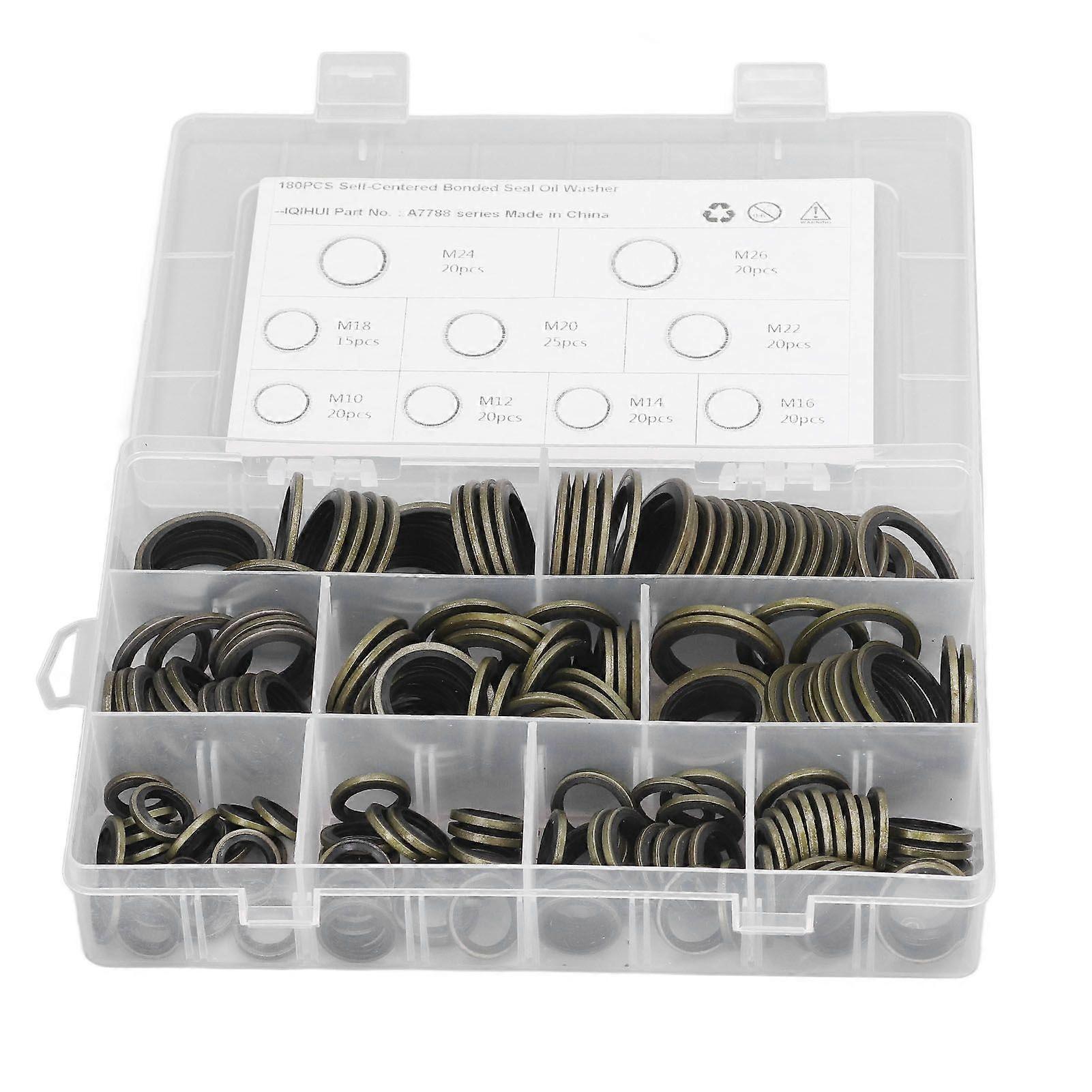 2025 Latest Model  180Pcs Oil Seal Washer M10 12 14 16 18 20 22 24 26 Self