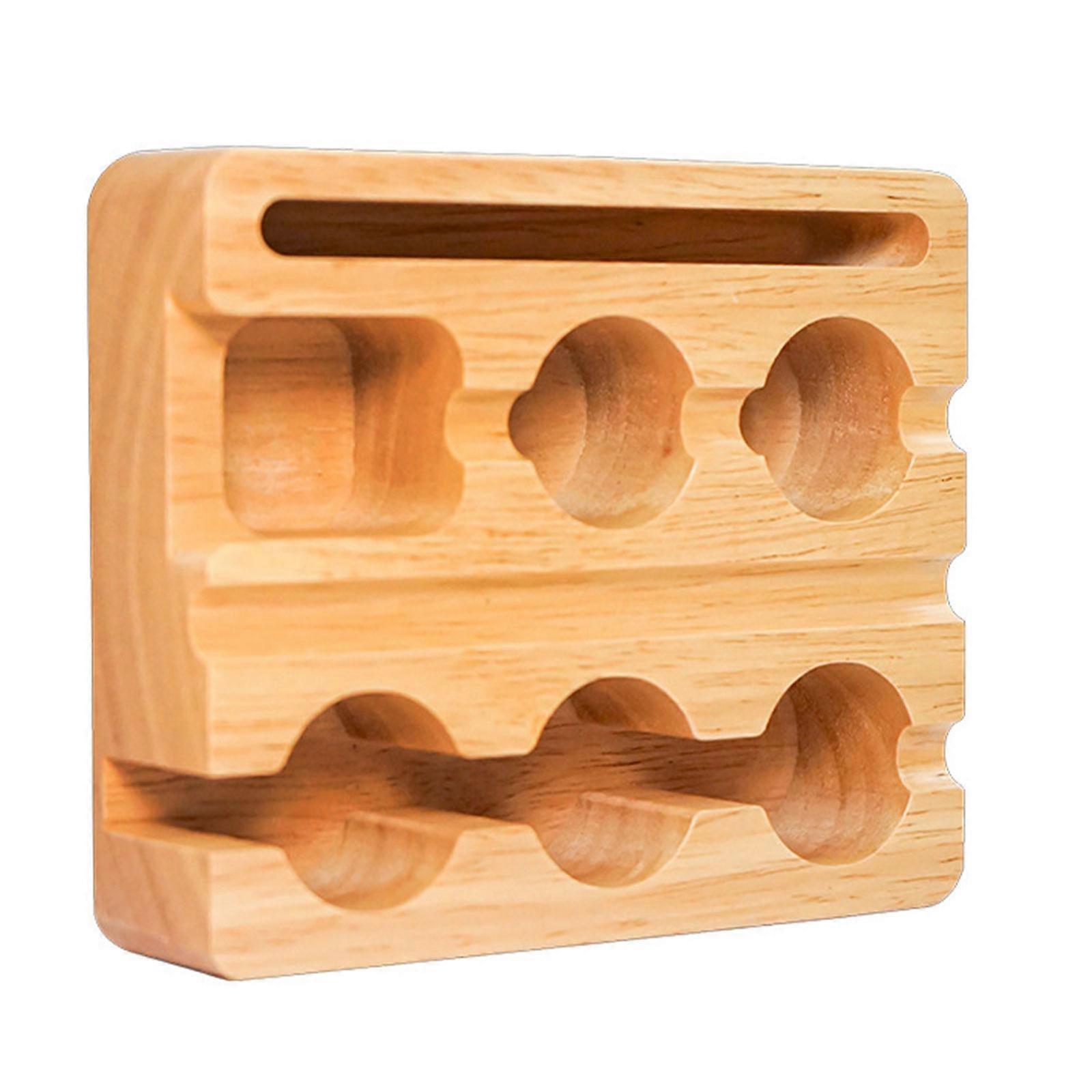 Coffee Accessory Organizer Stand Coffee Tool Storage Rack Espresso Machine Shelf Coffee Tamper Stand Wood Texture
