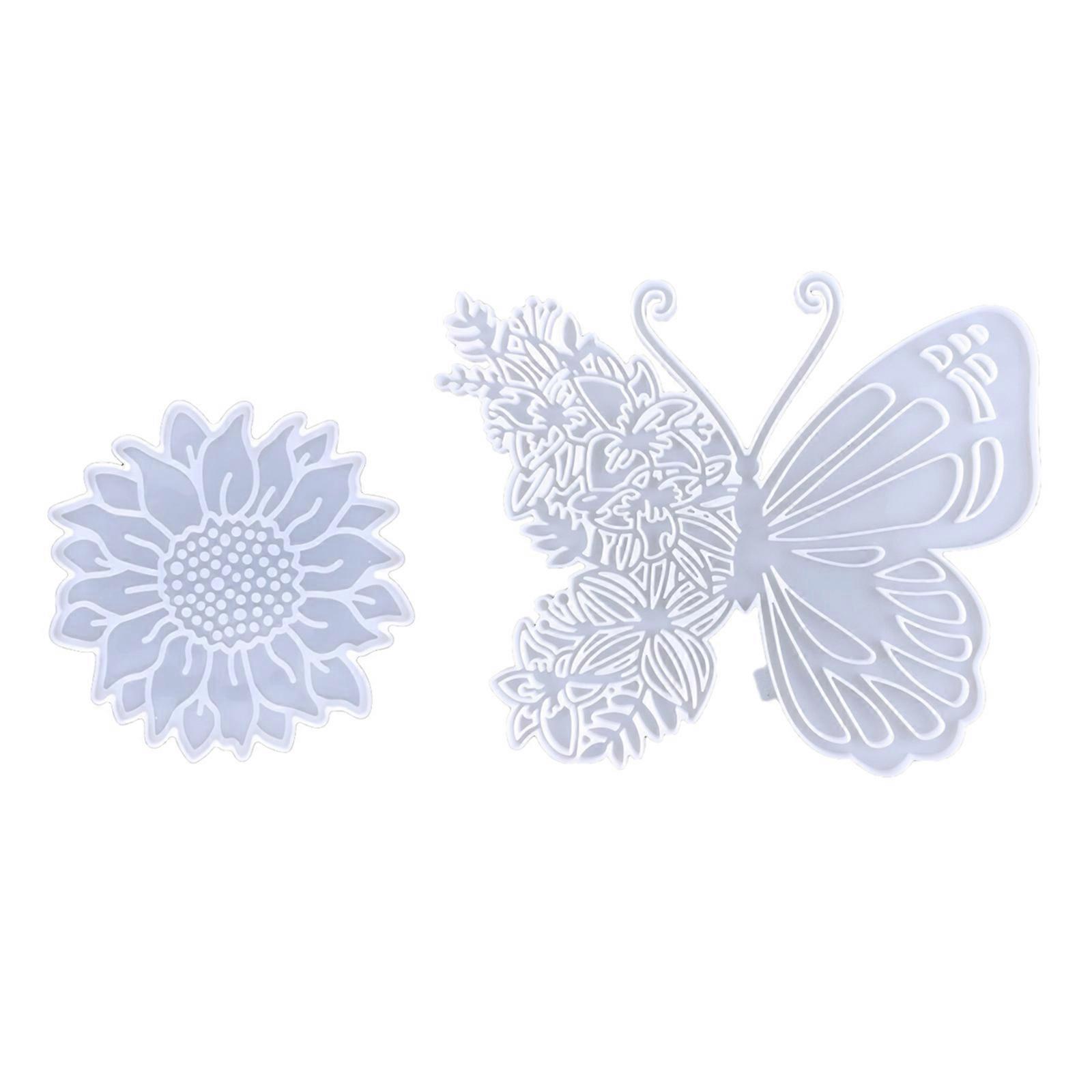 2 piezas de girasol para adornos de pared de mariposas moldes de pegamento  colgante de pared, image size:1600x1600