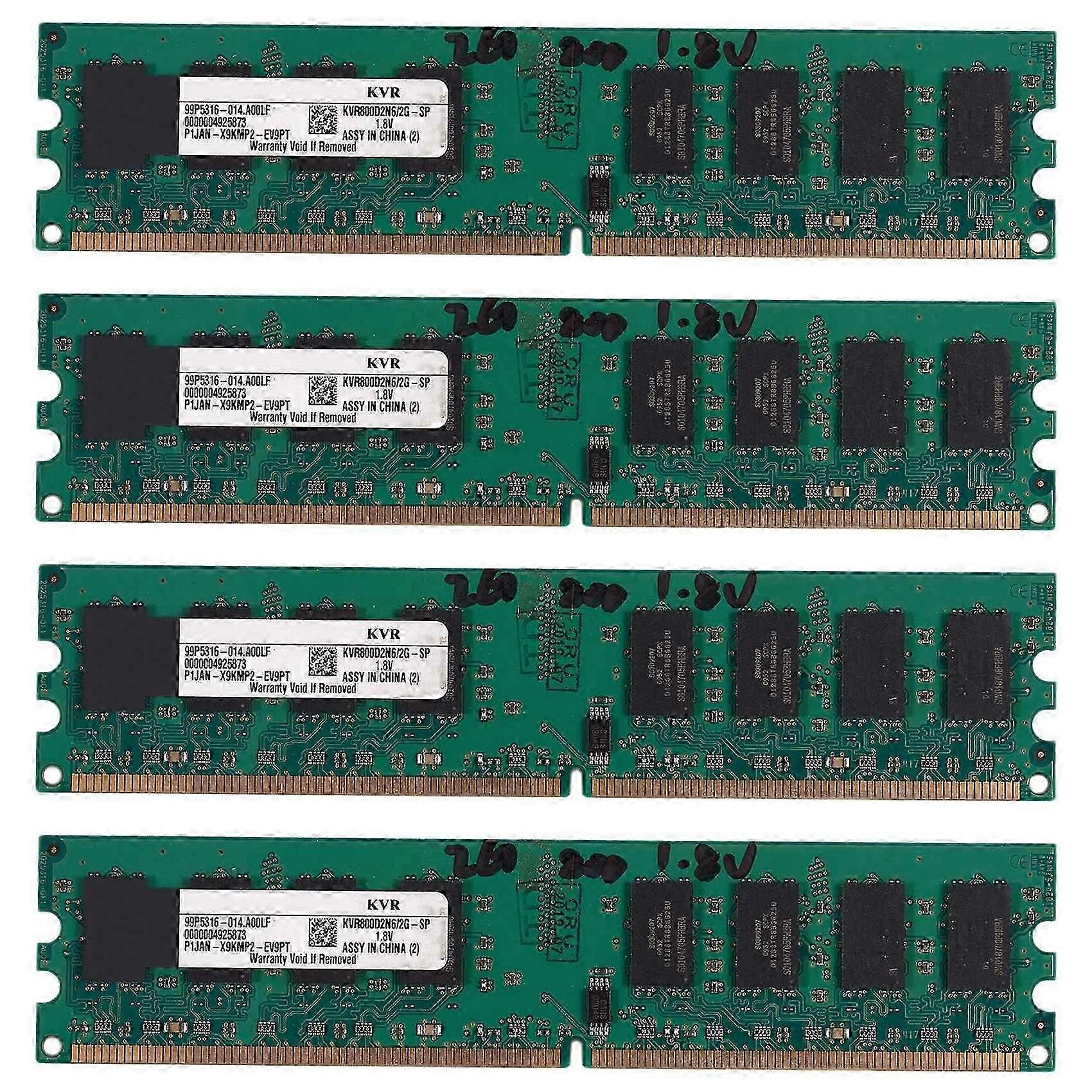 4X 2GB DDR2 PC2-6400 800MHz 240Pin 1.8V Desktop DIMM Memory RAM for Intel, for AMD(2GB/800,W)-M