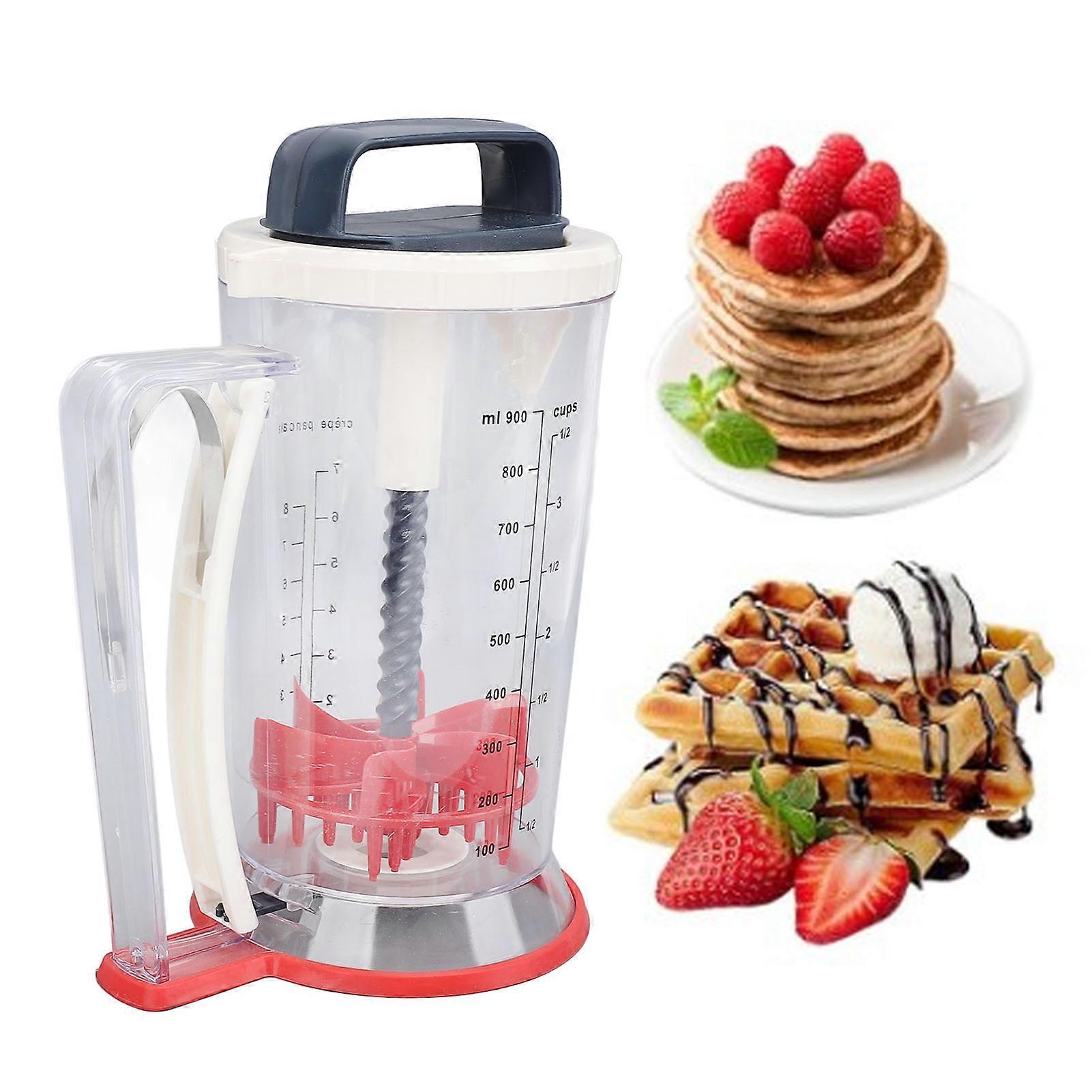 Pancake Batter Dispenser with Squeeze Handle Multifunction Manual Cupcake Batter Separator with Mixing Function and Measuring Scale 