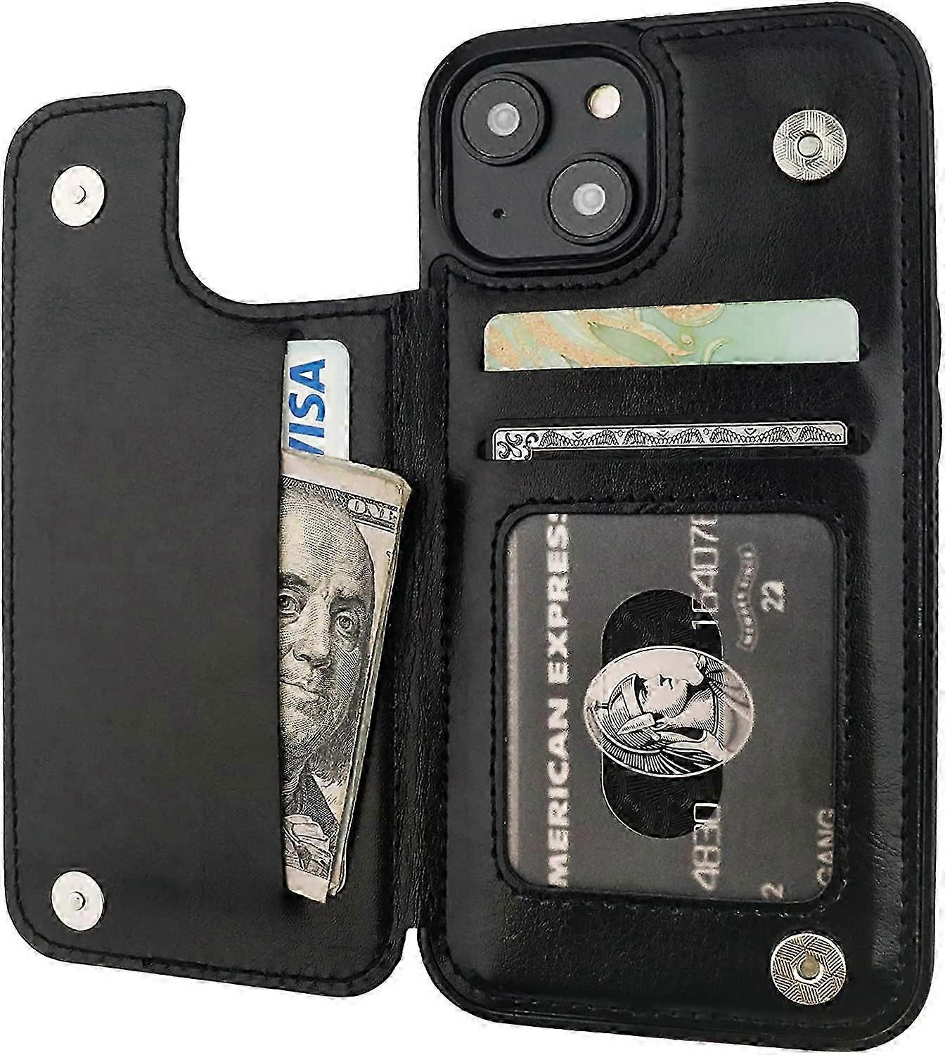 Compatible with iPhone 14 Wallet Case with Card Holder, PU Leather Kickstand Card Slots Case, Double Magnetic Clasp and Durable Shockproof Cover 6.1 I