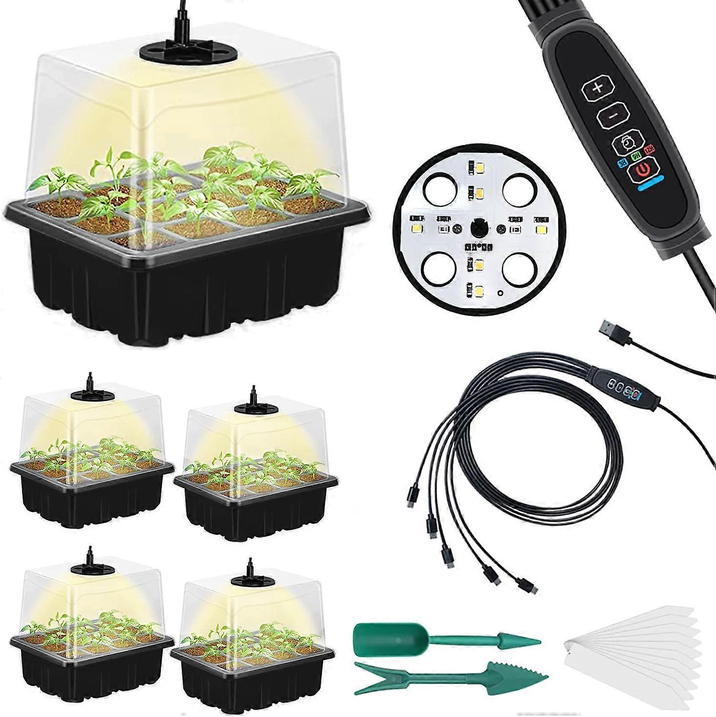 5-piece plant growth light seedling box with light