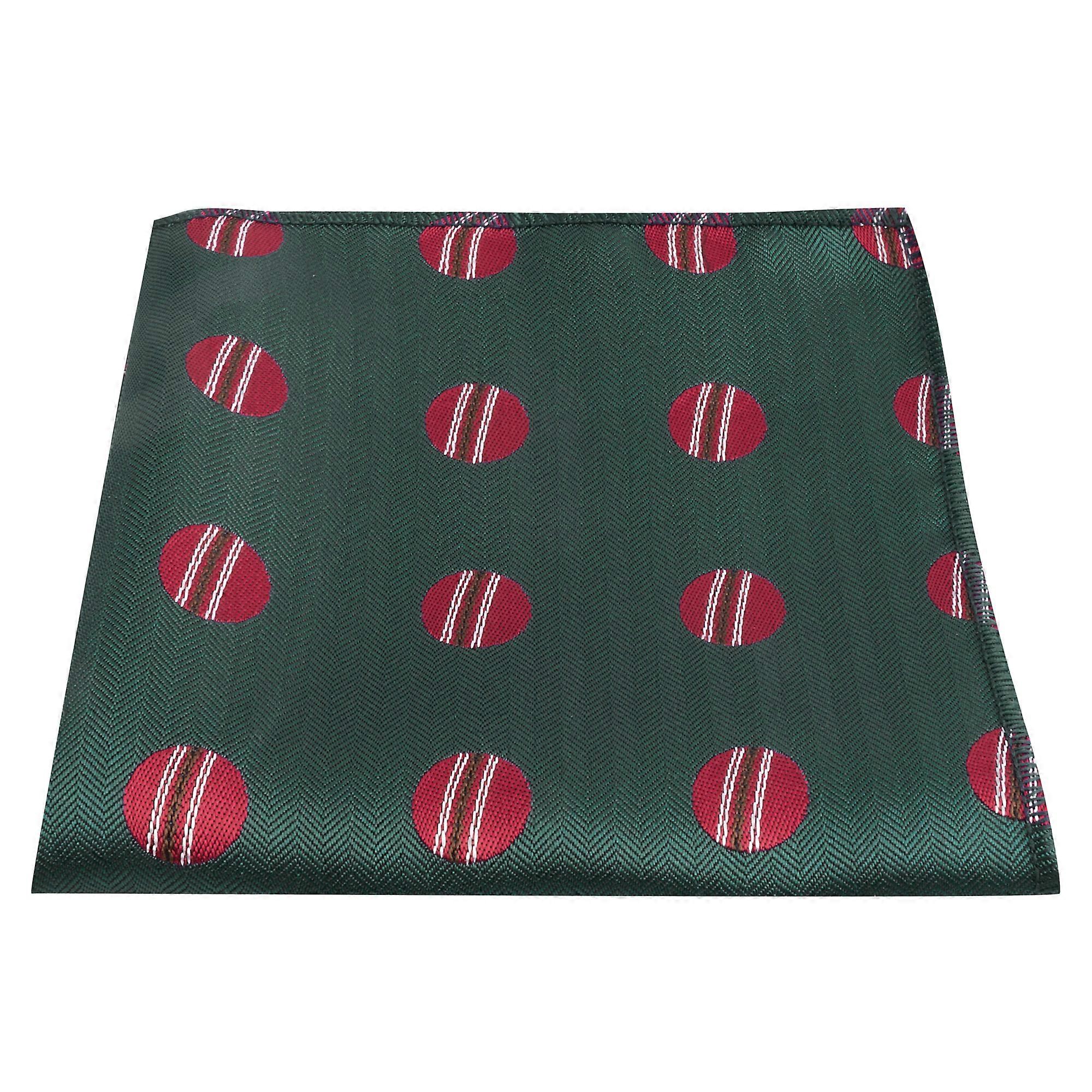 Dark Green Cricket Ball Herringbone Pocket Square