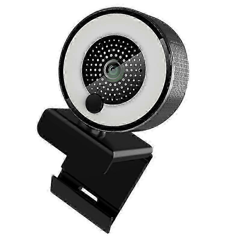 6.4X6.4cm Black Webcams 2k Live Streaming Webcam With Mic 5mp Adjustable Ring Light Camera With Mic