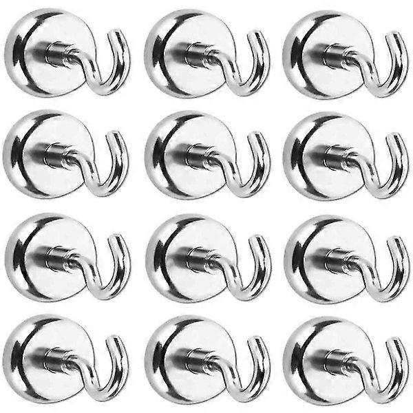 Magnetic hooks, strong magnet with hook compatible with refrigerator, heavy duty 12 pcs