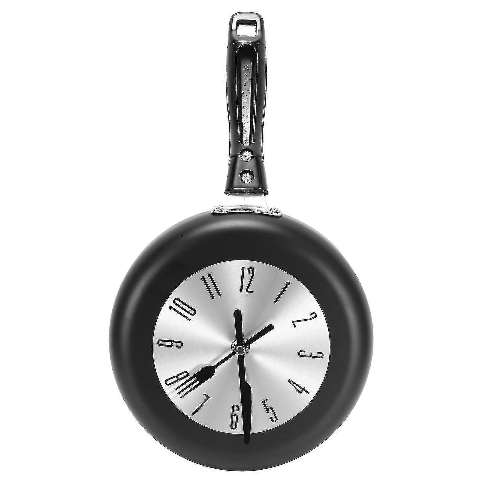 Relógio de Parede de Frigideira de Metal de 8 Polegadas para Cozinha, Decoração de Casa Pendurada Temática