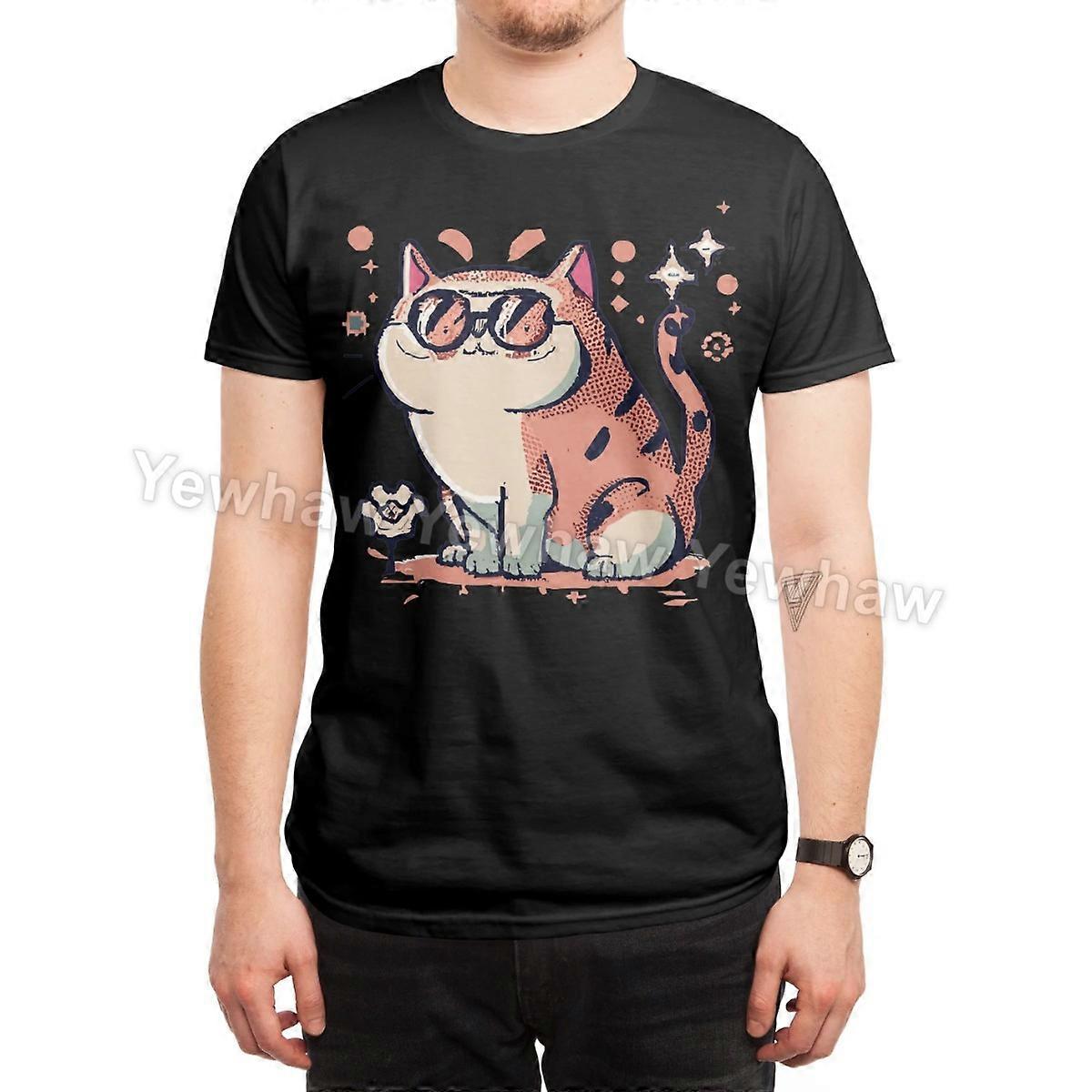 Cool Orange Stripe Cat T-Shirt χαριτωμένη γάτα κινούμενα σχέδια γάτα γυαλιά ηλίου γάτα ρετρό σχεδιασμό κόμικς τέχνη ιδιότροπη γάτα