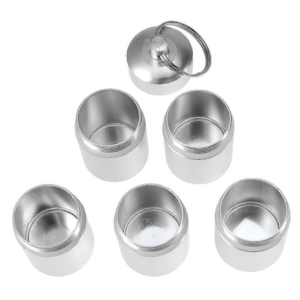 Waterproof Medicine Container Aluminum Case for Travel Accessories Cylindrical Shape Silver Color 2Pcs
