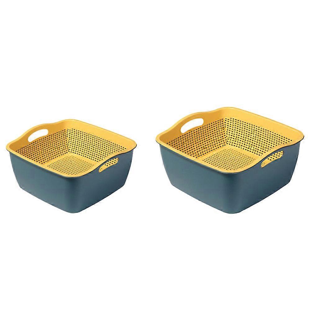 Double Layer Strainer Basket Storage Baskets Assorted Color Kitchen Cooking Food Preparation 27.00X26.00X13.00CM 2 Sets