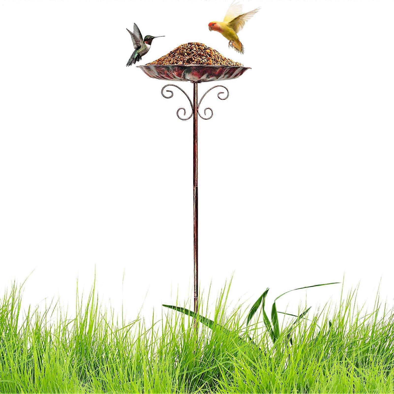 Standing Metal Bird Feeder Bowl, Garden Feeding Station, Height Adjustable, Winter-Proof Patio Decor
