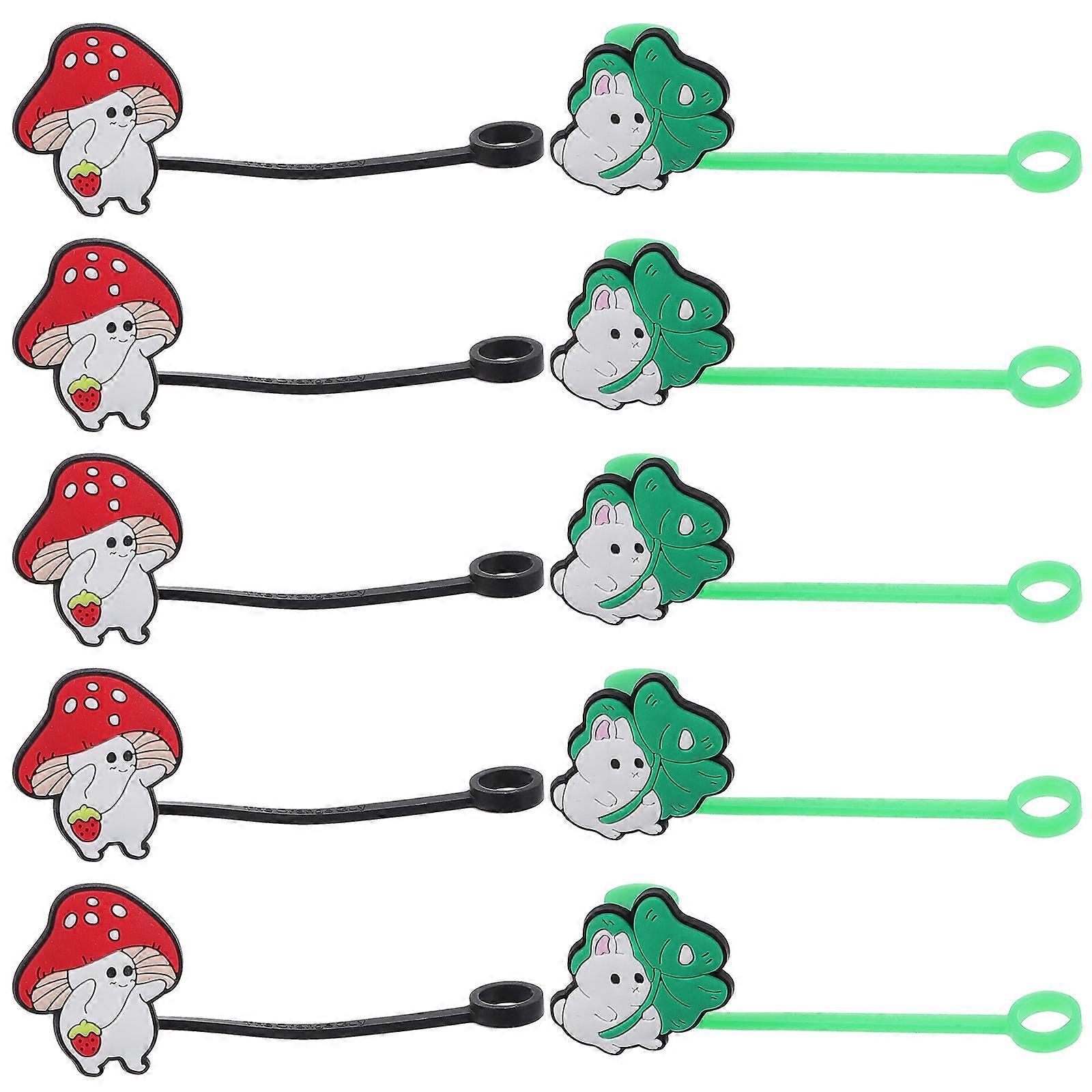 Dustproof Straw Cap Leaf Shape For Reusable Straws 10Pcs